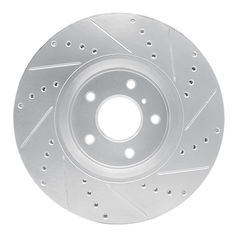 Infiniti FX37 Brake Rotor (1) - Front Left - R1 Concepts - Drilled & Slotted - Silver - `05-`14